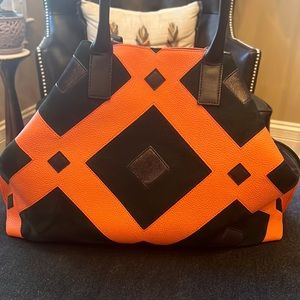 Likenew akris interchangeable leather patchwork tote